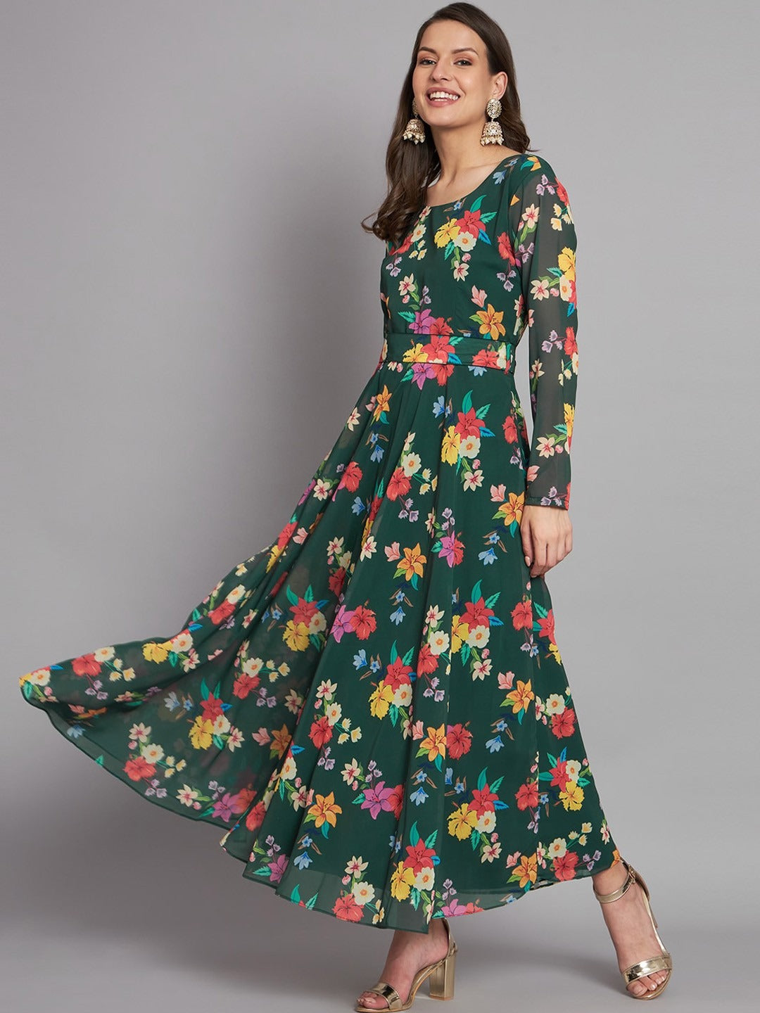 Floral Printed Maxi Anarkali Gown