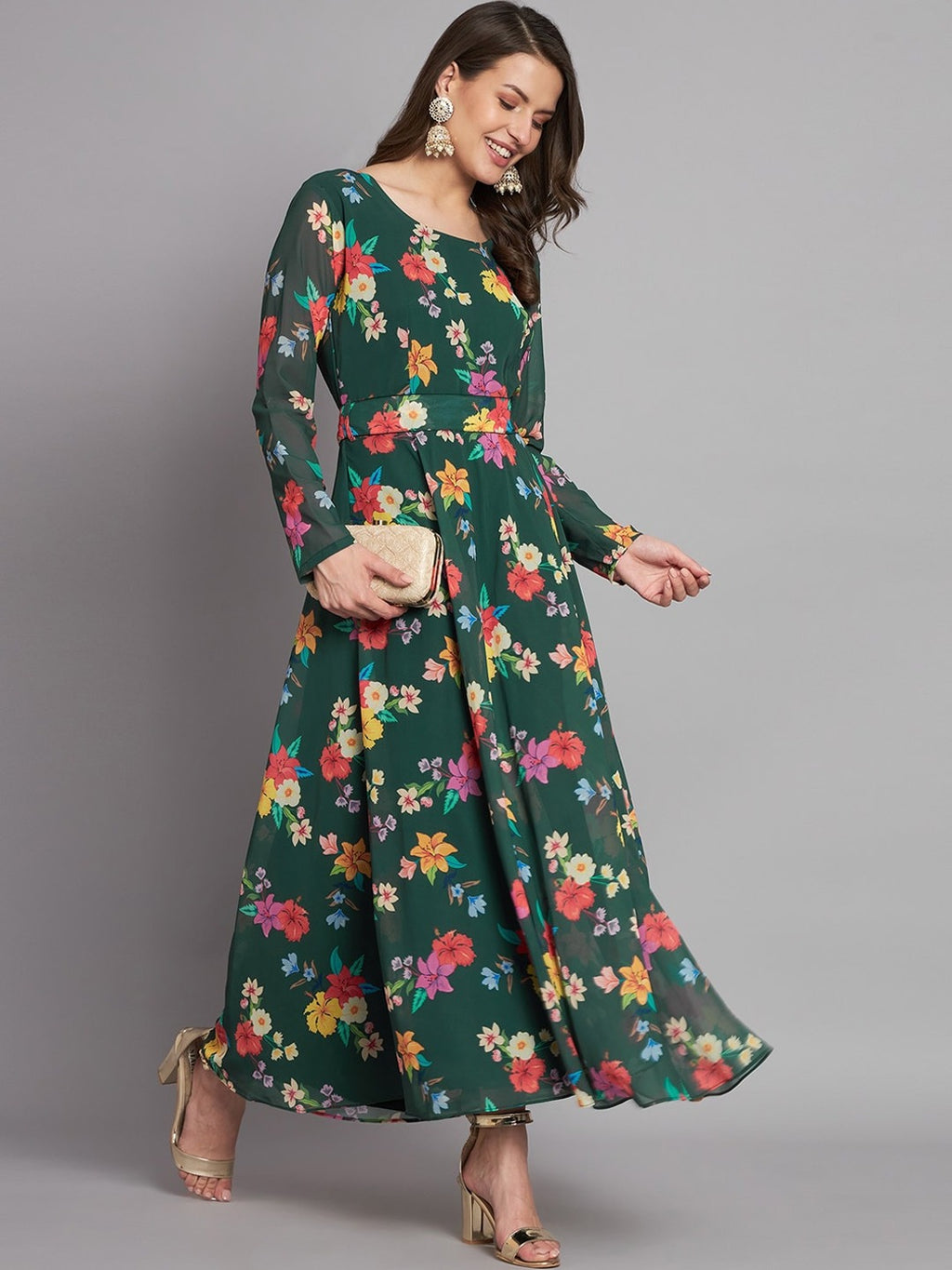 Floral Printed Maxi Anarkali Gown