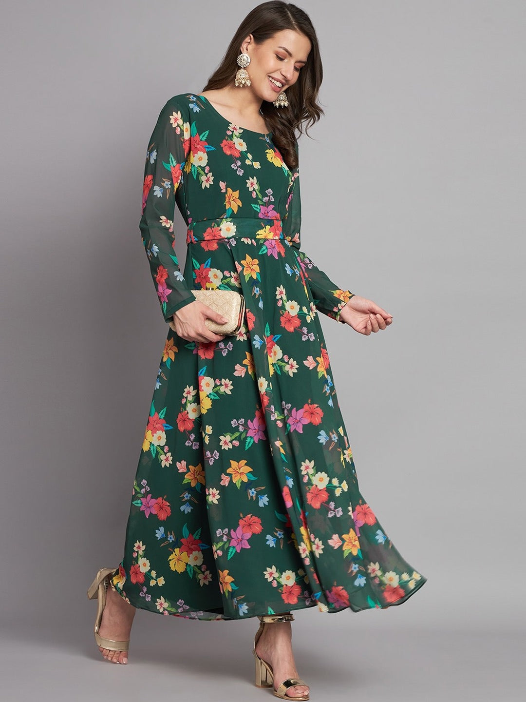 Floral Printed Maxi Anarkali Gown