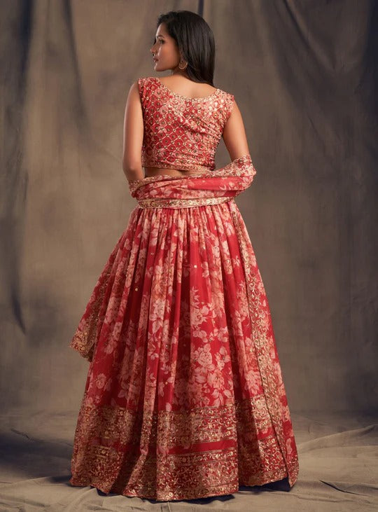 Wedding Special attractive Printed and embroidery Lehenga Choli