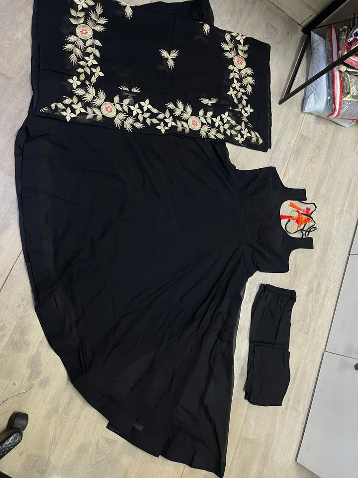 Trending Black Color Party Wear Designer Anarkali Suit