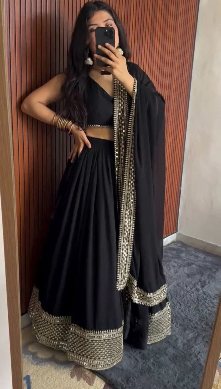 Festive Special Black Color Party Wear Designer Lehenga Choli