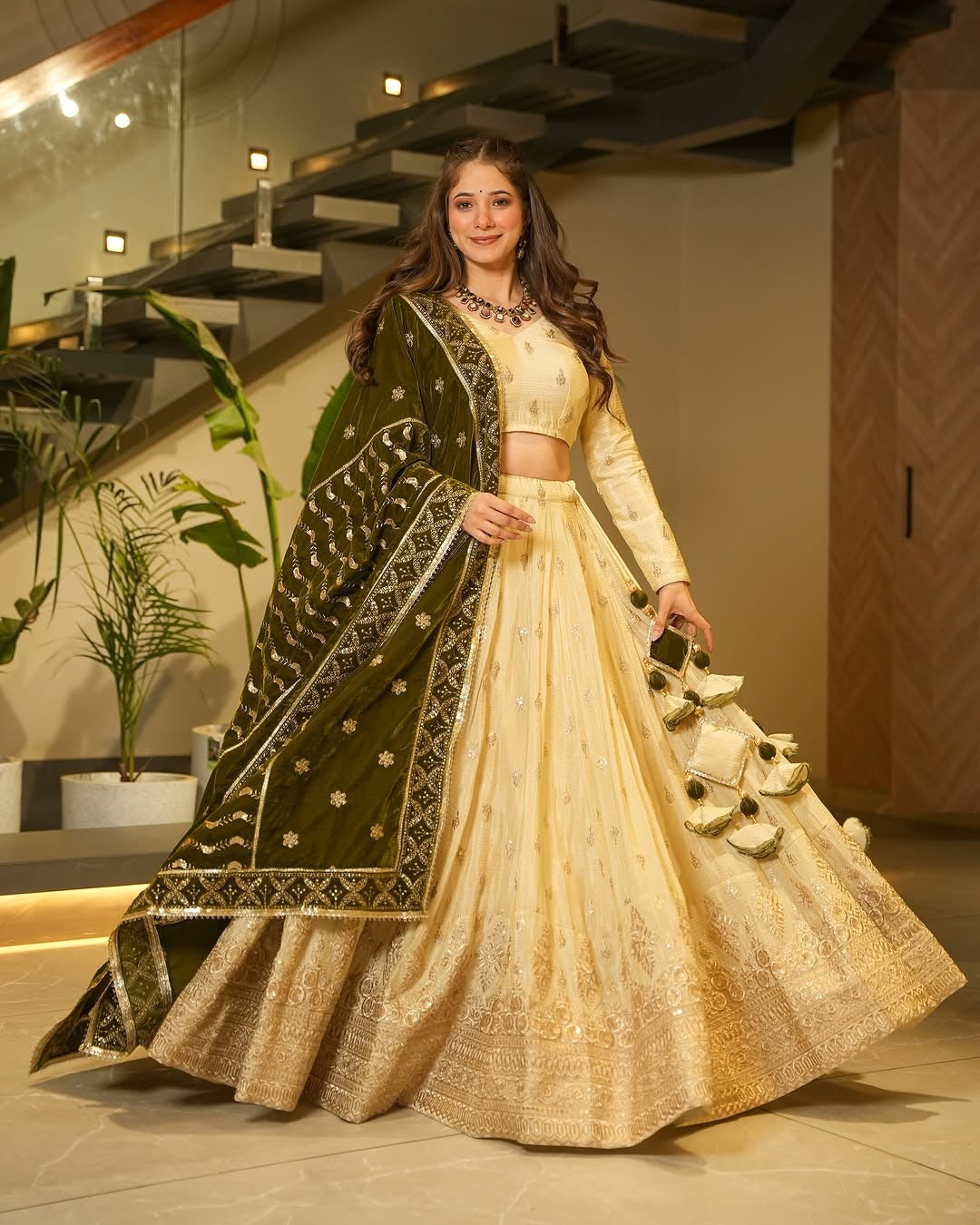 Wedding Special Designer Lehenga Choli With Green Color Dupatta