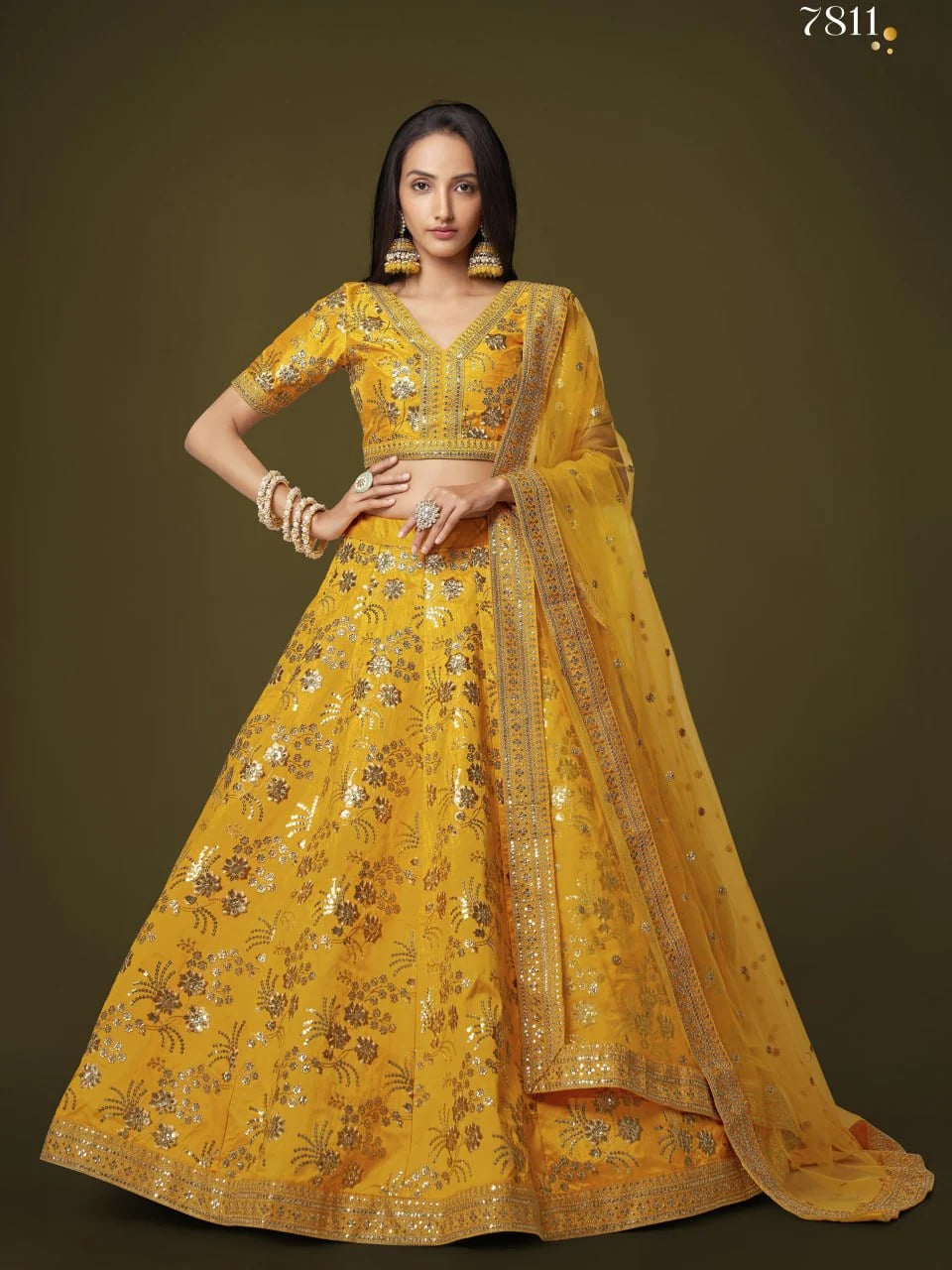 Buy Beautiful Most Attractive Yellow Color Wedding Lehenga Choli