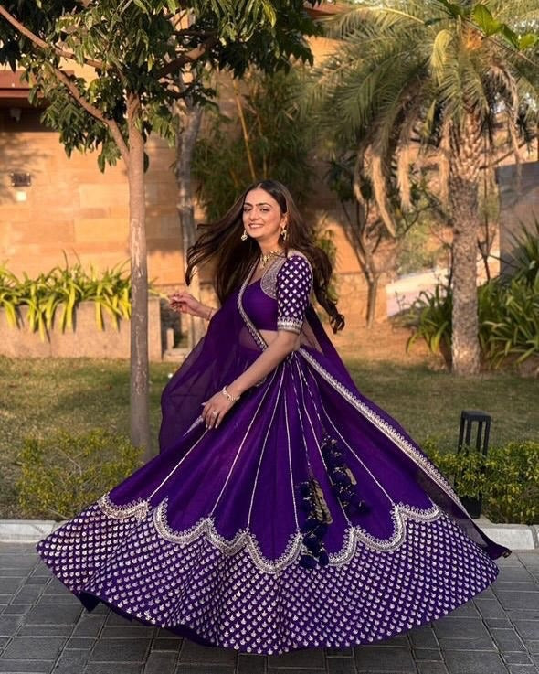 Wedding Special Purple Color Party Wear Designer Embroidery Lehenga Choli