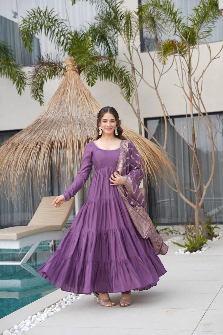 Most Trending Party Wear Purple Designer Anarkali Gown