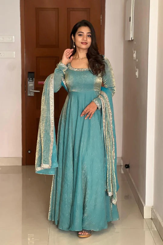 Festive Special Fandy Satin Silk Anarkali Gown
