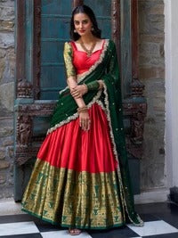 Exquisite Red Color Narayan Pattu Silk Designer Lehenga Choli