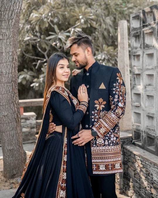 Buy Most Trending Black Color Embroidery Party Wear Lehenga Choli