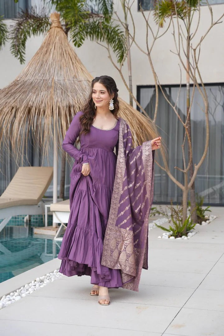 Most Trending Party Wear Purple Designer Anarkali Gown