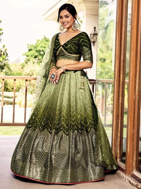 Buy Beautiful Multi Color Embroidery Sequin Work Lehenga Choli