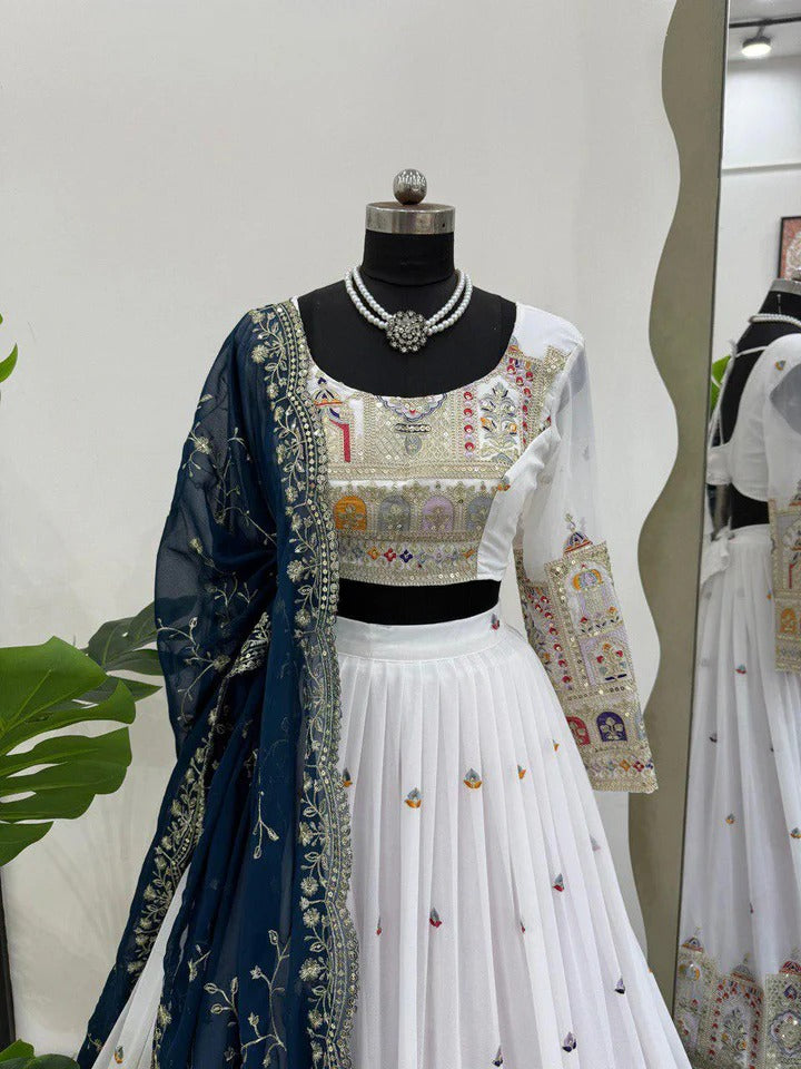 Most Trending Wedding Special White Color Lehenga Choli