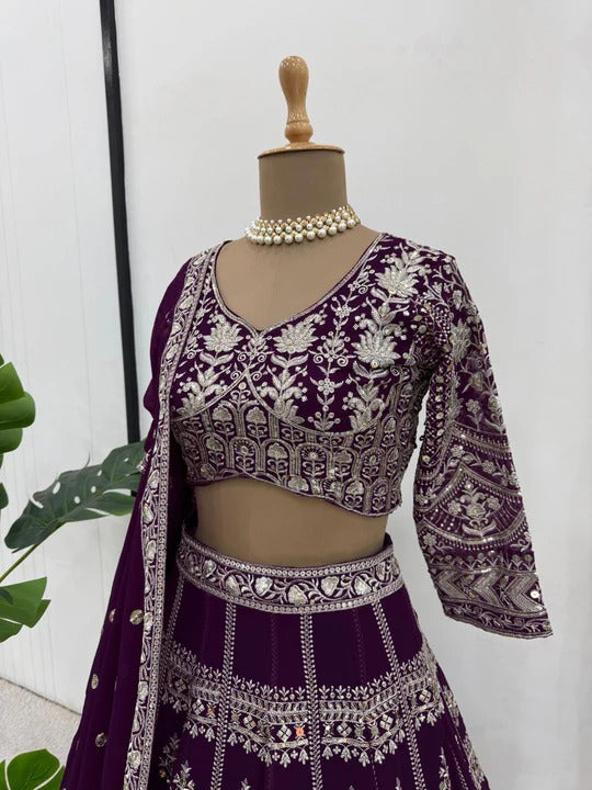 Lehenga Set Details Elegant Design with Sequins & Thread Work