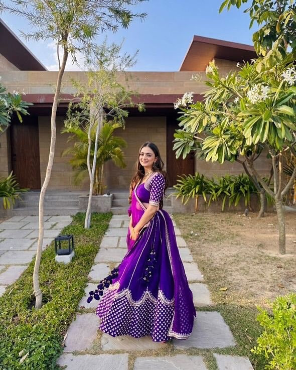 Wedding Special Purple Color Party Wear Designer Embroidery Lehenga Choli