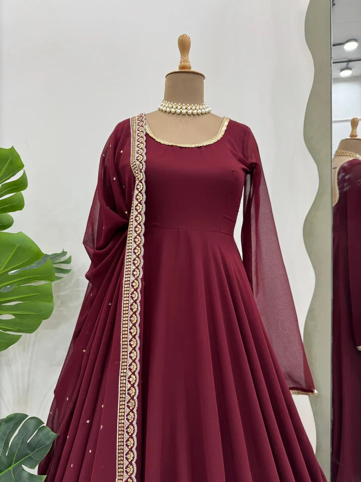 Buy Festive Special Maroon Color Party Wear Anarkali Suit