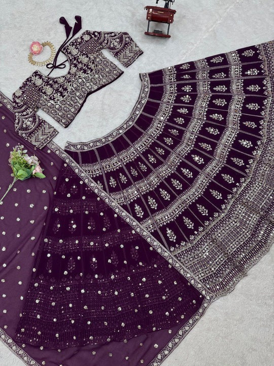 Lehenga Set Details Elegant Design with Sequins & Thread Work