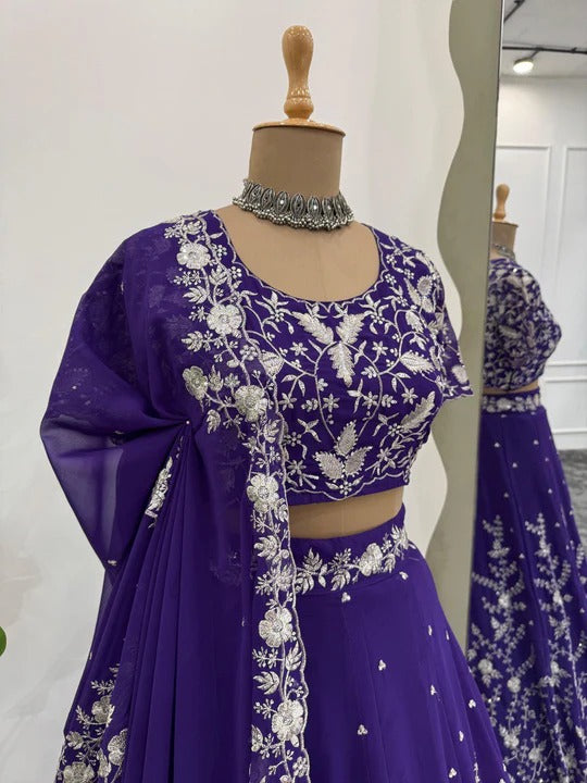 Buy Beautiful Designer Party Wear Embroidery Sequin Work Lehenga Choli