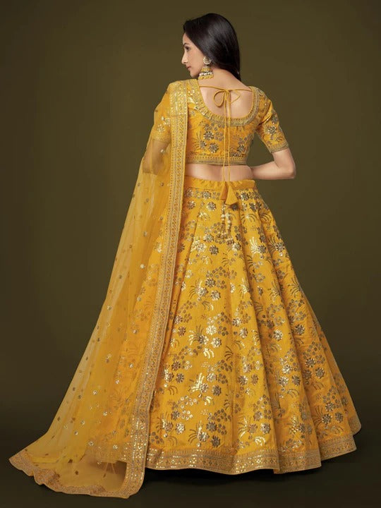 Buy Beautiful Most Attractive Yellow Color Wedding Lehenga Choli