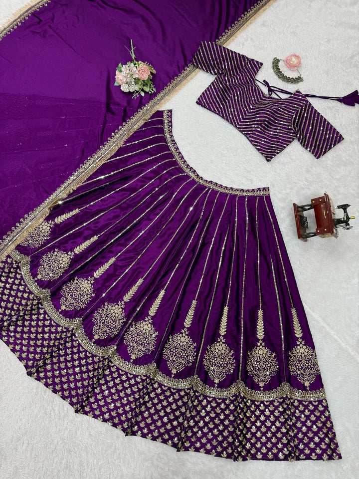 Wedding Special Desingner Chinon Silk Lehenga Choli