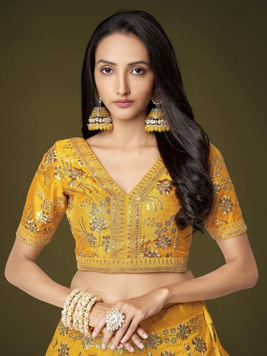 Buy Beautiful Most Attractive Yellow Color Wedding Lehenga Choli