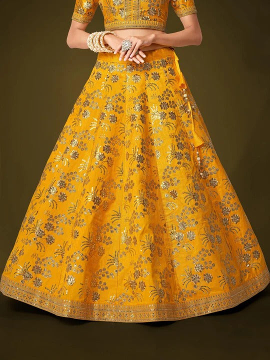 Buy Beautiful Most Attractive Yellow Color Wedding Lehenga Choli