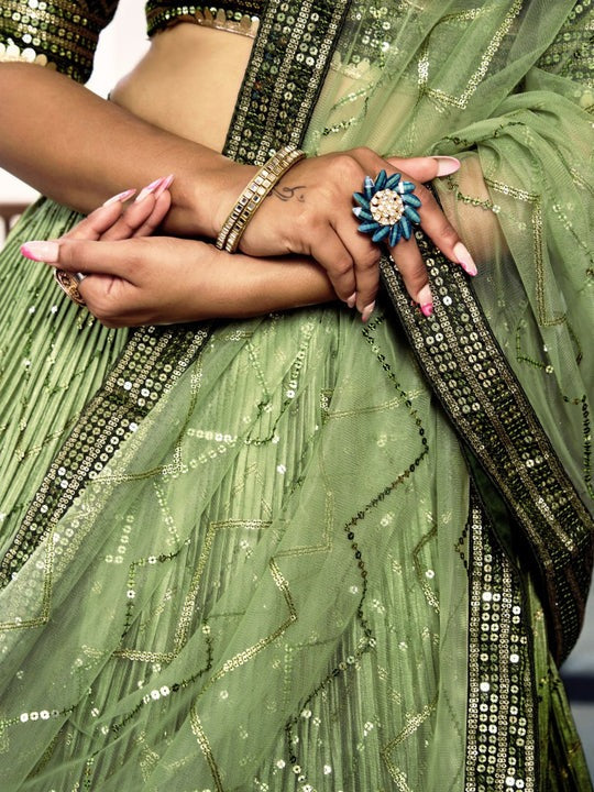 Buy Beautiful Multi Color Embroidery Sequin Work Lehenga Choli