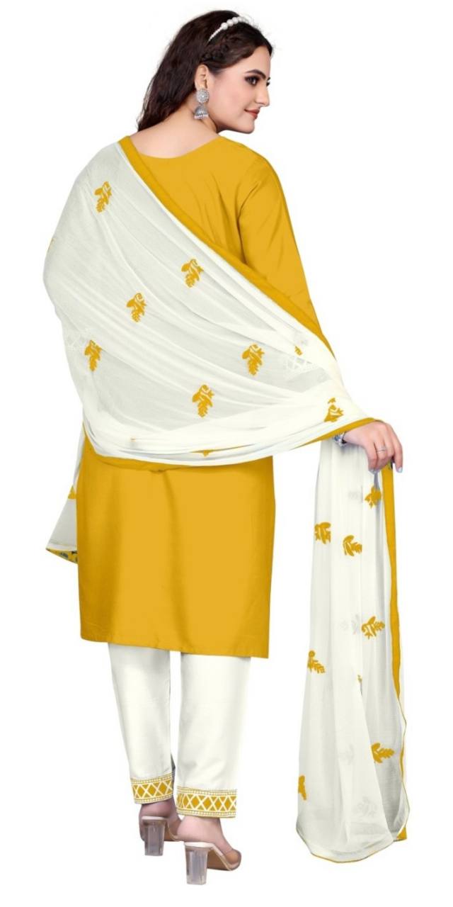 Exclusive Chikankari Kurti_Pant Set With Dupatta (yellow )